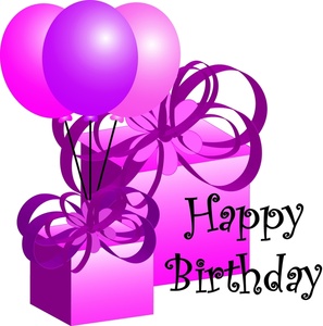boxes of gifts and balloons wishing for a birthday party