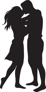 boy and girl or man and woman hugging and kissing