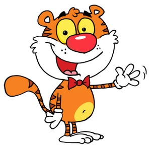 acclaim clipart: cartoon tiger waving