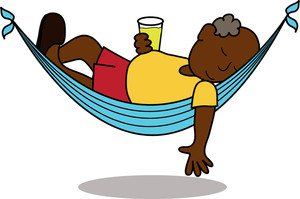 clipart of a man sleeping in a hammock