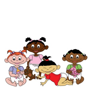 diverse baby girls  white black hispanic asian african american indian