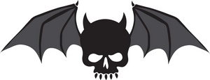 halloween cartoon bat with a skull for a head