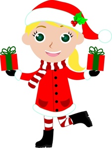 happy little child on christmas morning with her christmas gifts