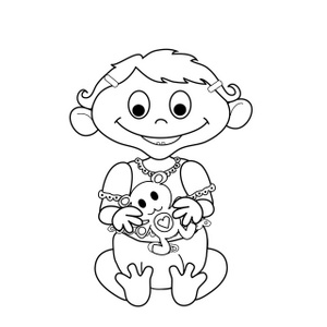 acclaim clipart: little girl coloring page