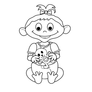 acclaim clipart: little girl coloring page