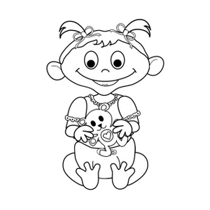 acclaim clipart: little girl coloring page