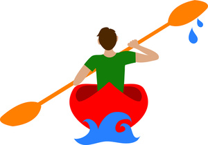 man paddling a canoe or kayak on a river or lake