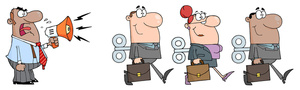 acclaim clipart: mean boss yelling at workers