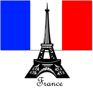 the eiffel tower in paris france with the colors of the french flag
