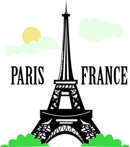 the eiffel tower in paris france with the text paris france