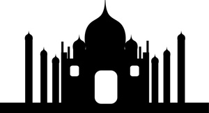 the taj mahal or a similar palace in india in silhouette